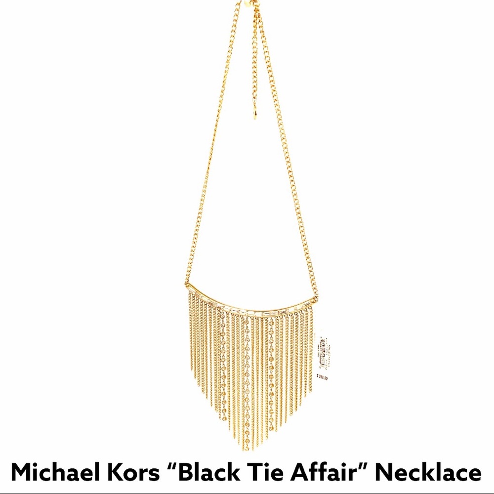 MICHAEL KORS “BLACK TIE AFFAIR” GOLD NECKLACE